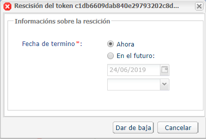 Dar de baja un token