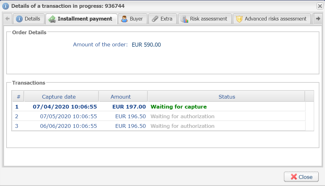 Viewing Installment Payment Details